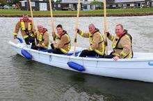 From left, James Ashby, Paul Ross, Steve Smart, Tony Fox and Ron Selfe at Sheppey Sea Cadets HQ at Bartons Point, Sheerness, in the boat they will use