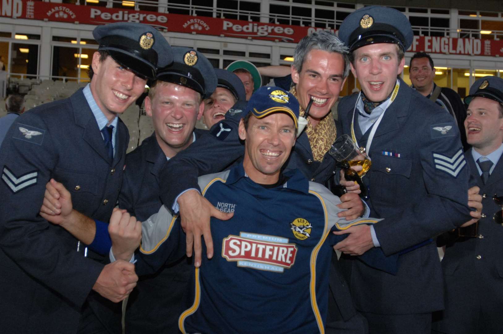 Kent Spitfires fans with Martin van Jaarsveld. Picture: Barry Goodwin