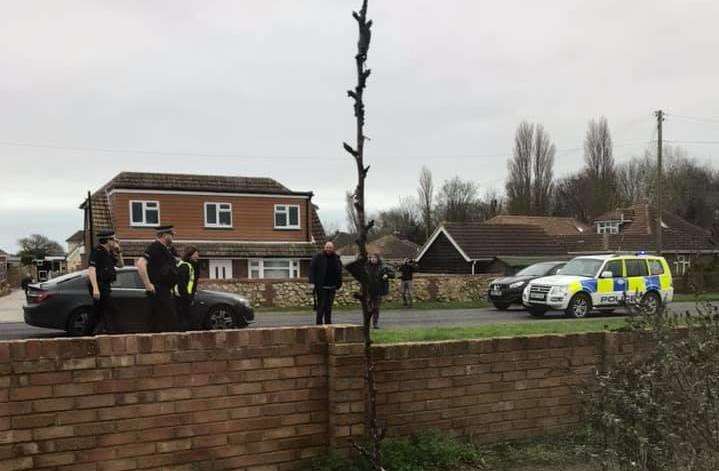 Police and border force seen in Lydd on Monday afternoon. Credit: Kimberly Addy