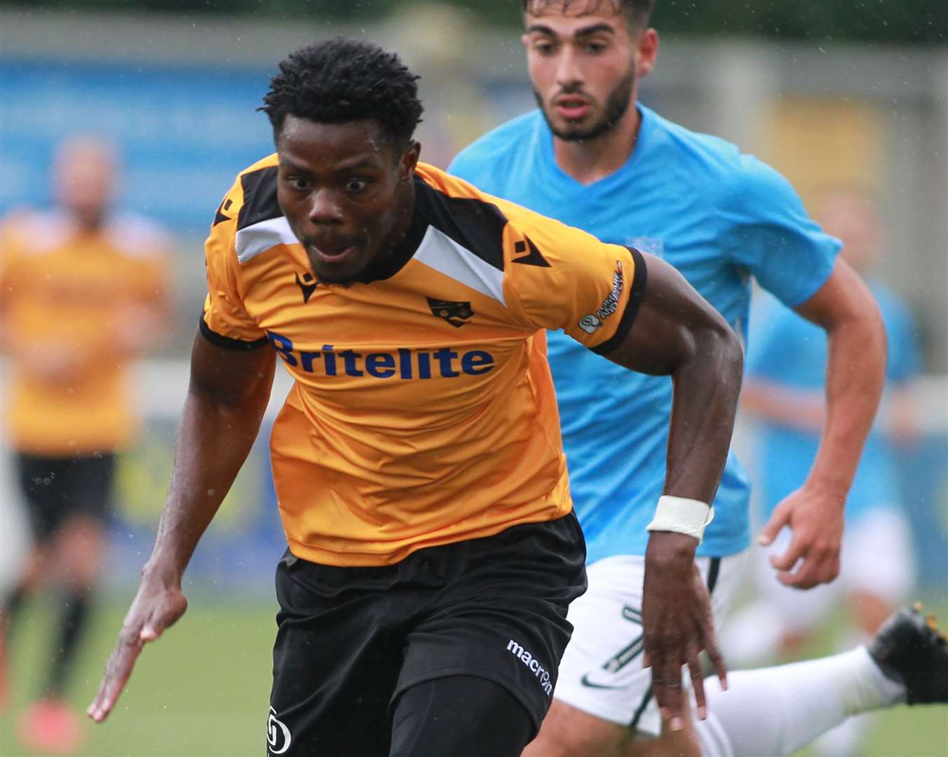 Maidstone winger Justin Amaluzor scored a hat-trick against Southend U23s Picture: John Westhrop