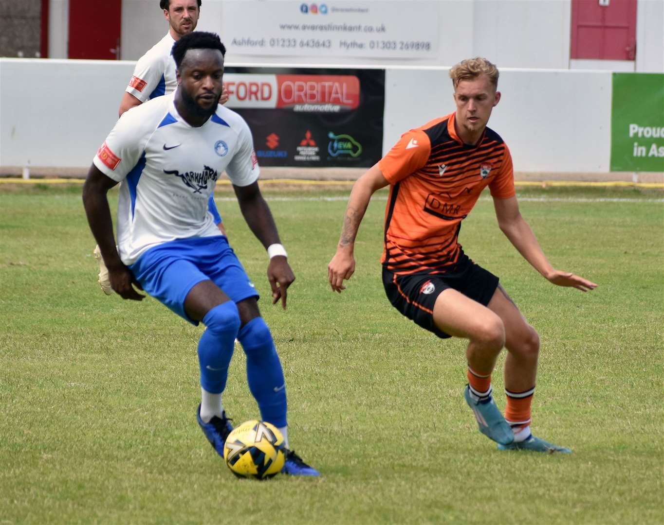 Hythe in possession against Lordswood in a pre-season friendly at Reachfields. Picture: Randolph File