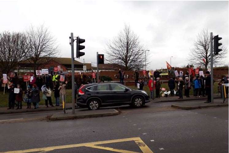 Protesters outside Margate's QEQM hospital earlier this month. Picture: Janet Graham