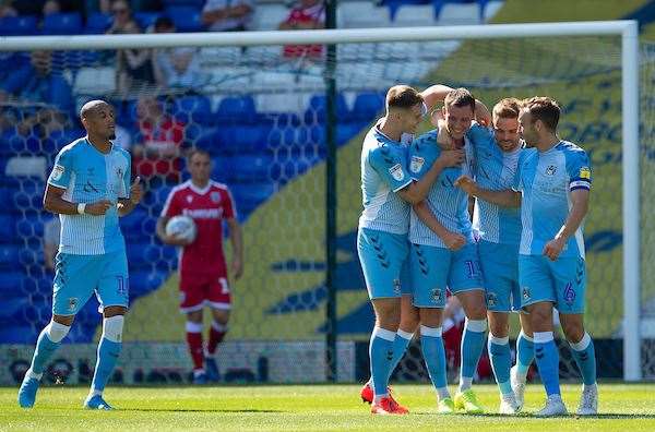 Coventry celebrate the opening goal Picture: Ady Kerry (15699037)