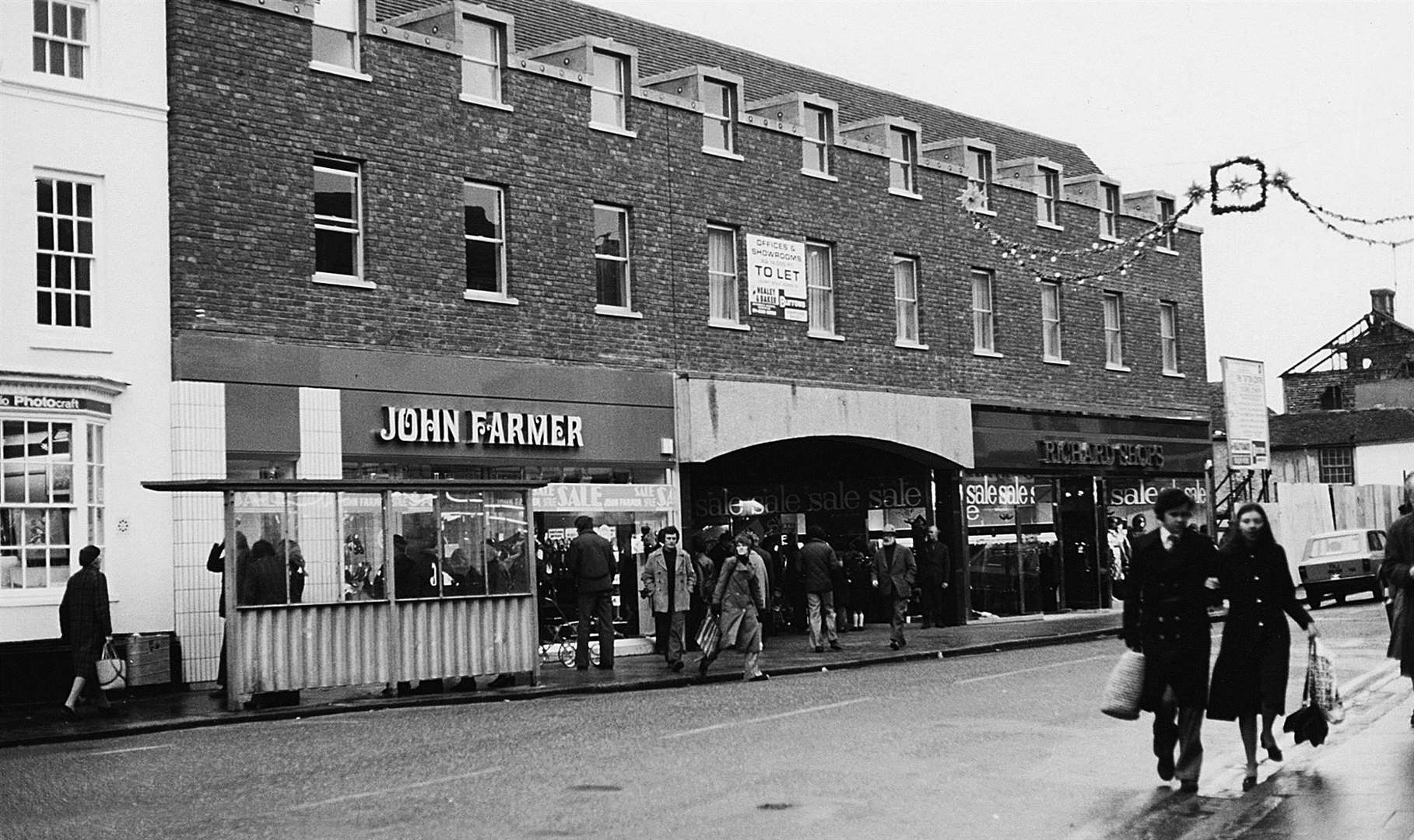 This 1975 view shows the high street entrance of the Tufton Centre before traffic was totally banned. Picture: Steve Salter