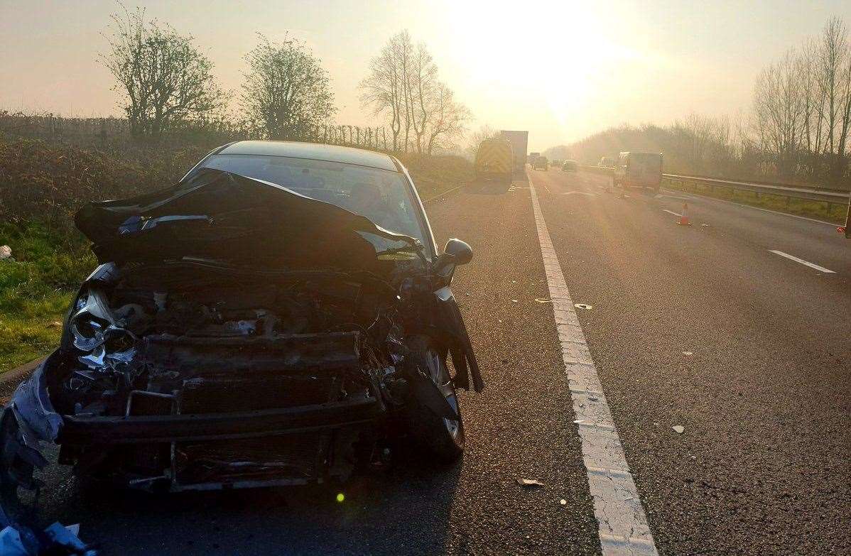 The crash closed part of the M2. Picture: Kent Police