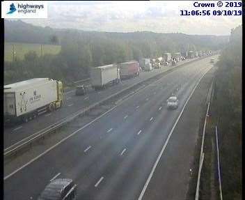Traffic was queuing for at least 2.5 miles. Photo: Highways England