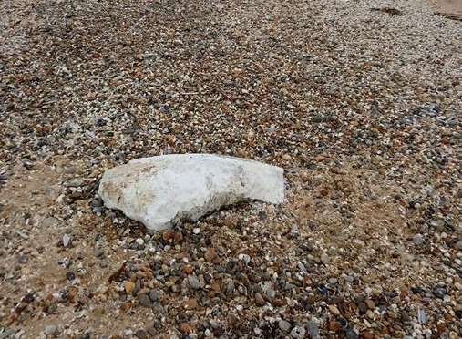 A block of palm oil deadly to dogs washed up on Leysdown beach on the Isle of Sheppey. Picture: Yvonne Joyce