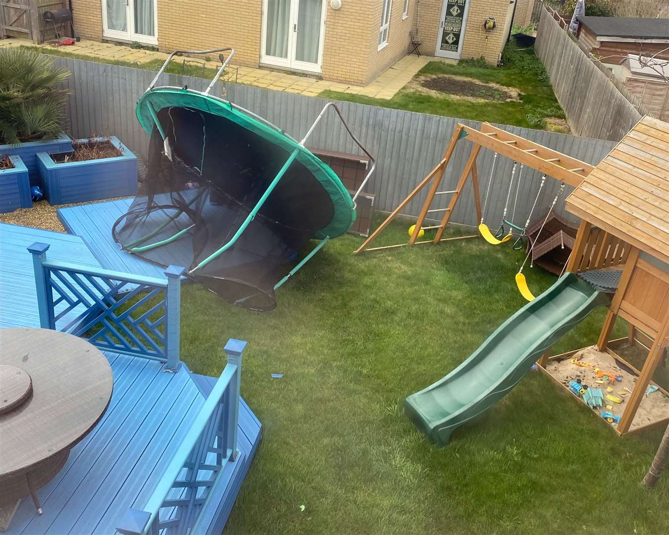 This trampoline blew into Serena Tadd's garden on St Mary's Island near Chatham