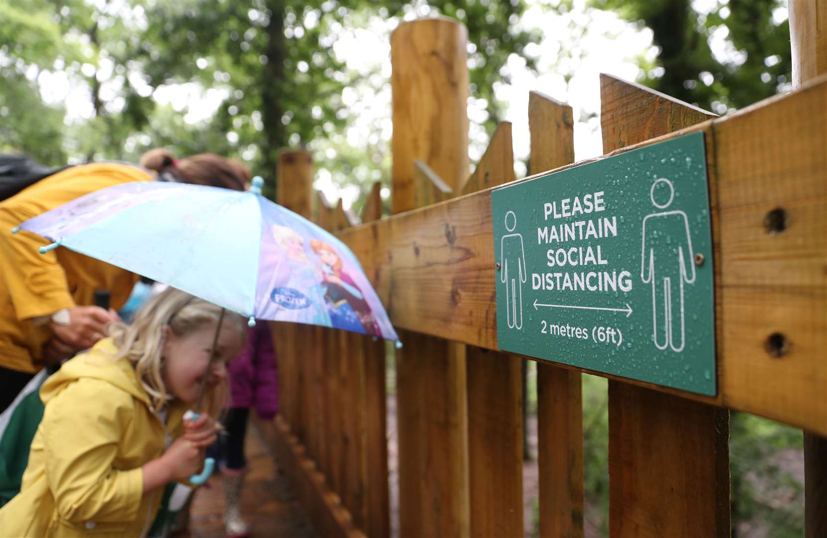 A social distancing sign at the the Wild Place Project in Bristol (PA)