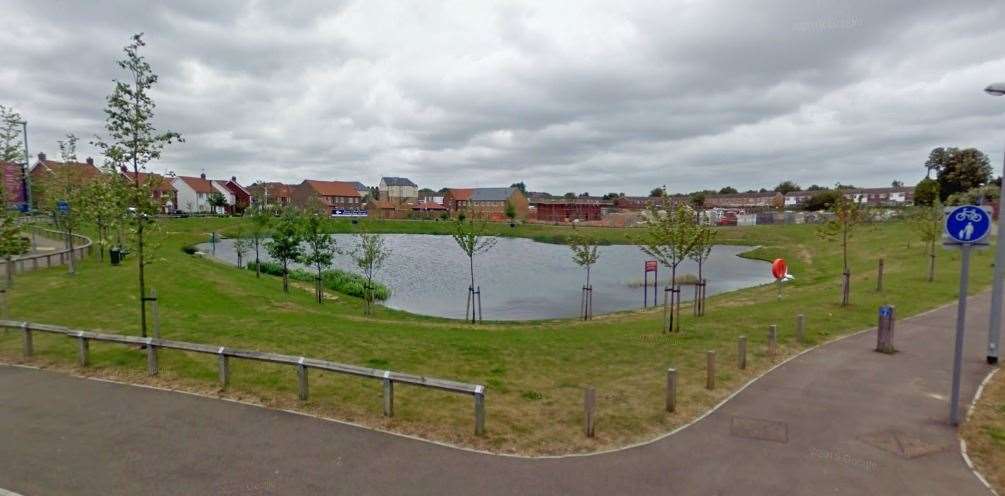 Youngsters were seen swimming in a lake in Murston