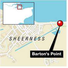 The controlled explosion was carried out at Barton's Point on the Isle of Sheppey on Thursday. Graphic: Ashley Austen