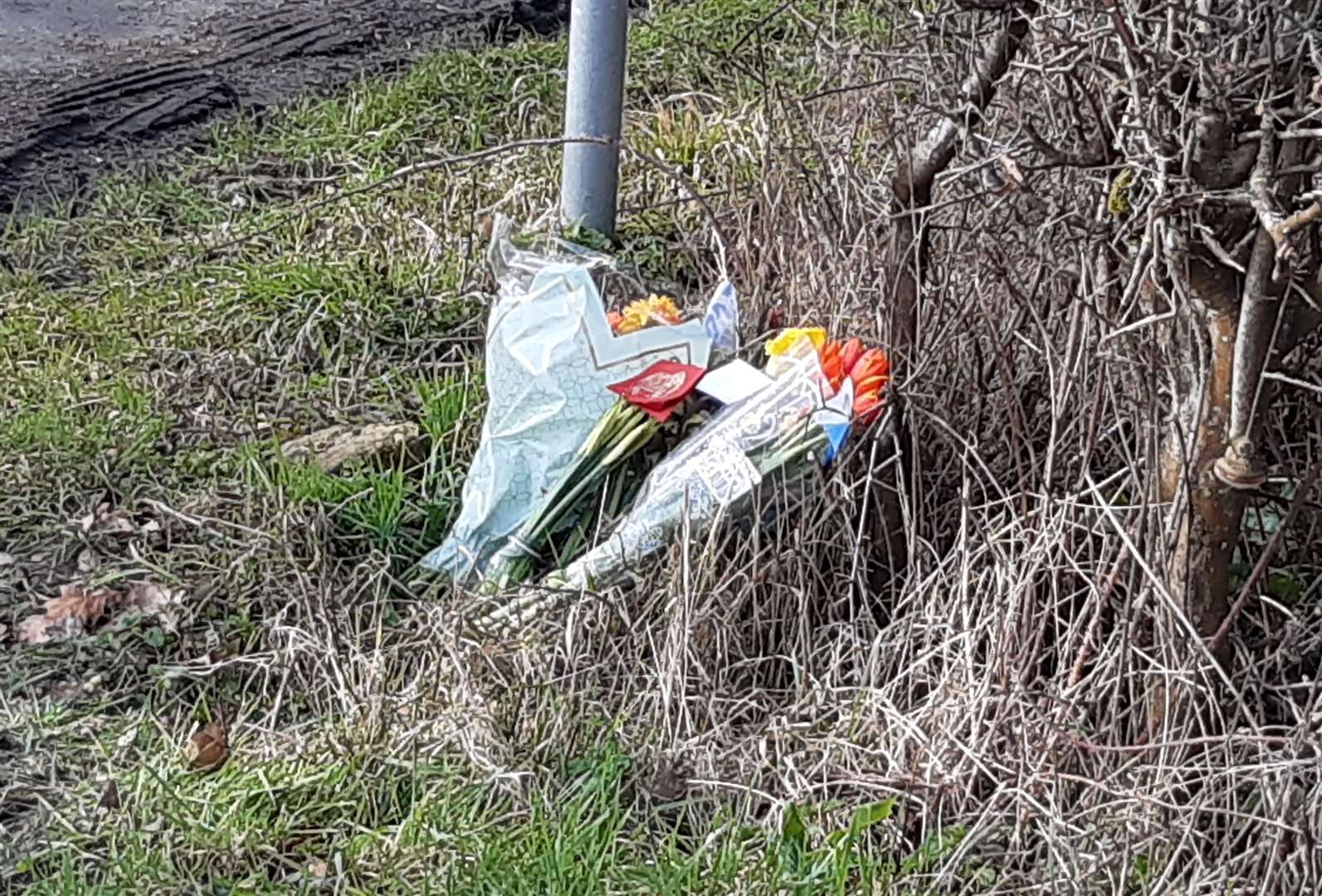 Flowers have appeared in the lanes around the complex – these tributes are at a Fridd Lane junction