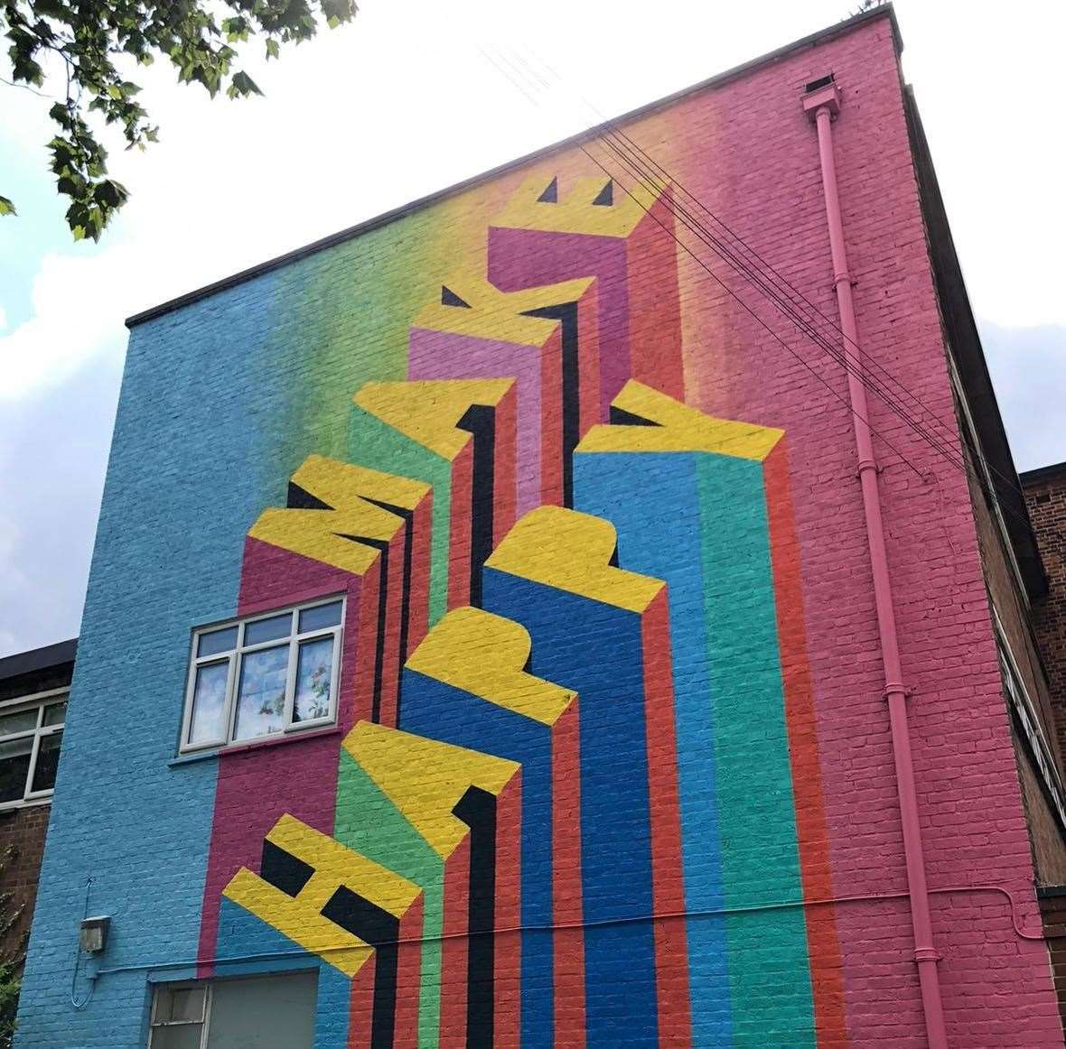Artwork by Morag Myerscough has been turned into a happy scrubs mural