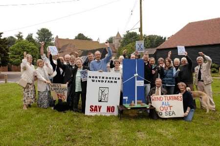 Campaigners protest against the wind turbine plan