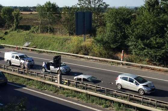 The scene of the crash on the M2. Picture: Gareth Cook