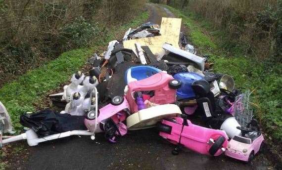 Fly-tipping in Park Wood Lane, Crankbrook. Picture: KCC