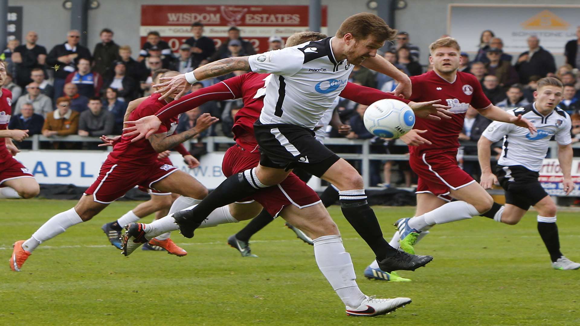 Elliot Bradbrook in action during Dartford's play-off defeat to Chelmsford Picture: Andy Jones