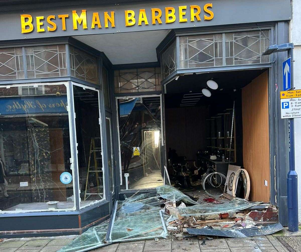 No arrests have yet been made following the investigation into the destruction of BestMan Barbers in Hythe High Street. Picture: Berkan Yakit