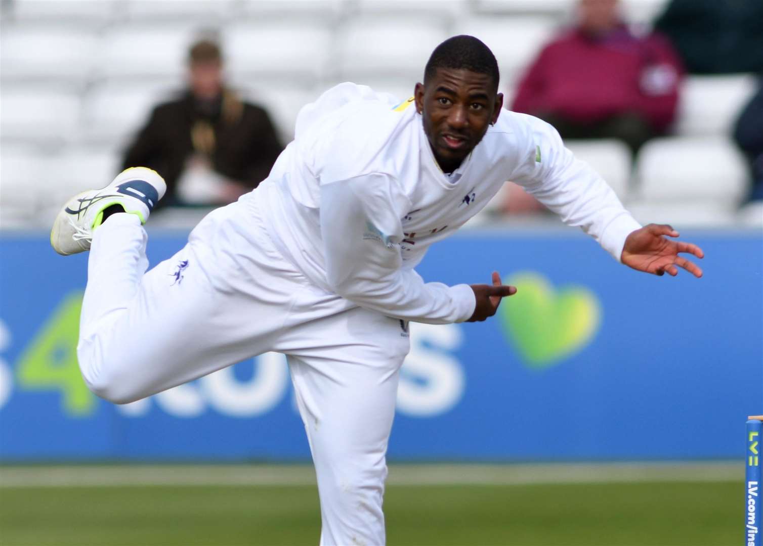 Tawanda Muyeye - took 2-70 for Kent against Hampshire. Picture: Barry Goodwin