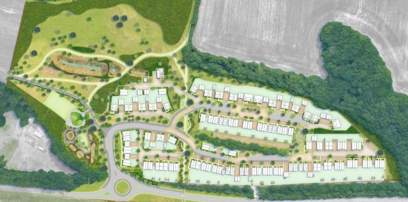 The layout of the 91 homes for the first phase of the East Hill site which was approved. Image: Allen Pyke Associates.