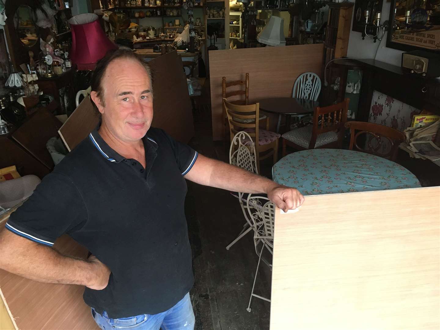 Inside, Stephen Jackson has built socially distanced cubicles for a cuppa at his Jacksonwood Vintage Tea Rooms in Sheerness High Street