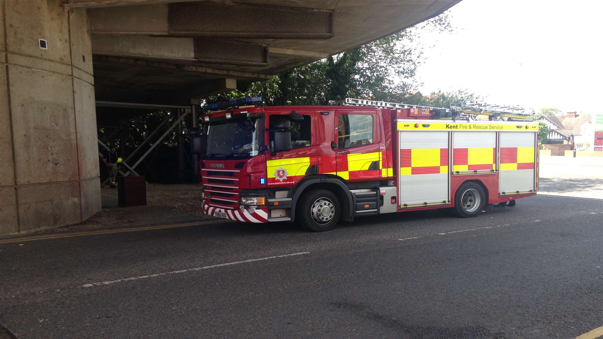The fire service were called because of a bonfire burning under the ramp to the car park