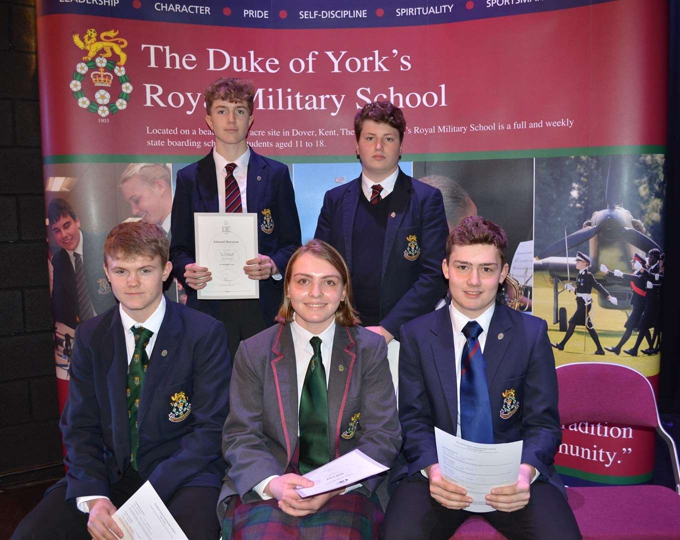 Pupils at the Duke of York's Royal Military School, Dover, who achievedd silver in the Duke of Edinburgh Awards (7464134)