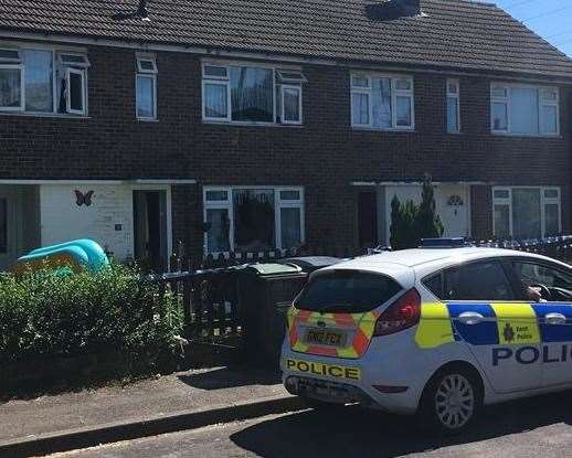 Police outside the East Malling house in Larkspur Close in June 2018