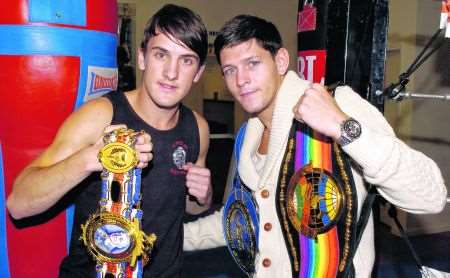 Adam Dingsdale with European bantamweight champion Jamie McDonnell