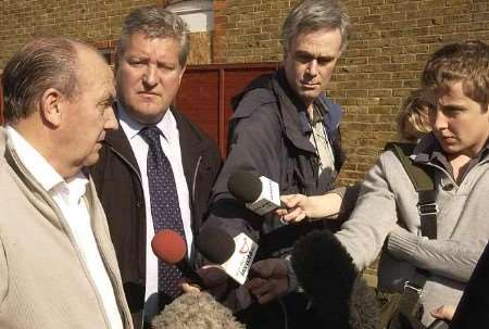 Mark Witherill, left, the dead man's father, appealing at a press conference for people to come forward to assist the police investigation. Picture: CHRIS DAVEY