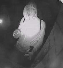 CCTV of suspect in robbery at Four Elms in which a woman was threatened with a handgun.