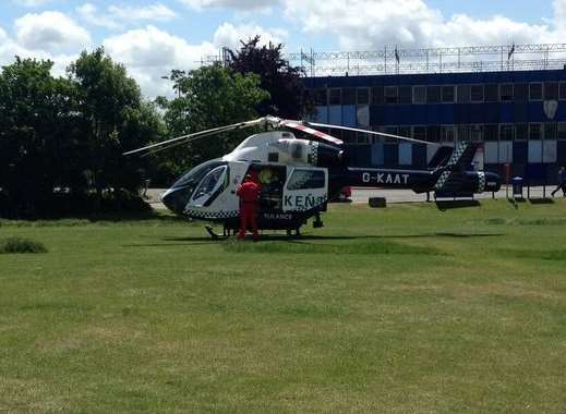 The air ambulance landed in Queenborough