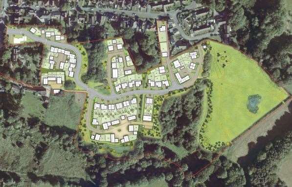 The detailed lay-out of the proposed development off Highgate Hill in Hawkhurst