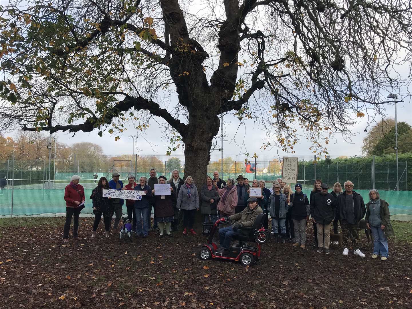 Faversham residents gathered by the tree in large numbers last month to show their anger