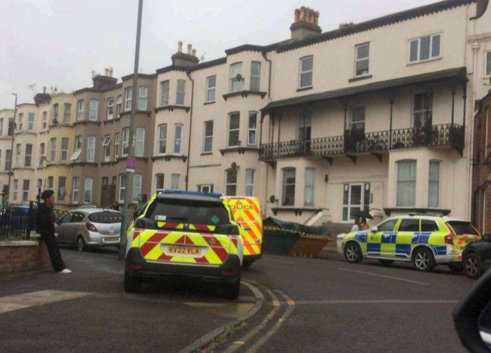 Emergency services at Sweyn Road in Cliftonville after the bomb hoax. Picture: Jamie Horton
