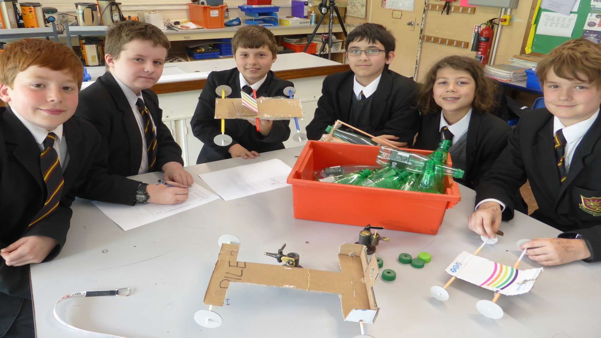 Students at Tunbridge Wells Grammar School for Boys with their Rocket Car entry for the KM Bright Spark Awards. Primary and secondary pupils can submit their entries until noon on Friday, June 3.