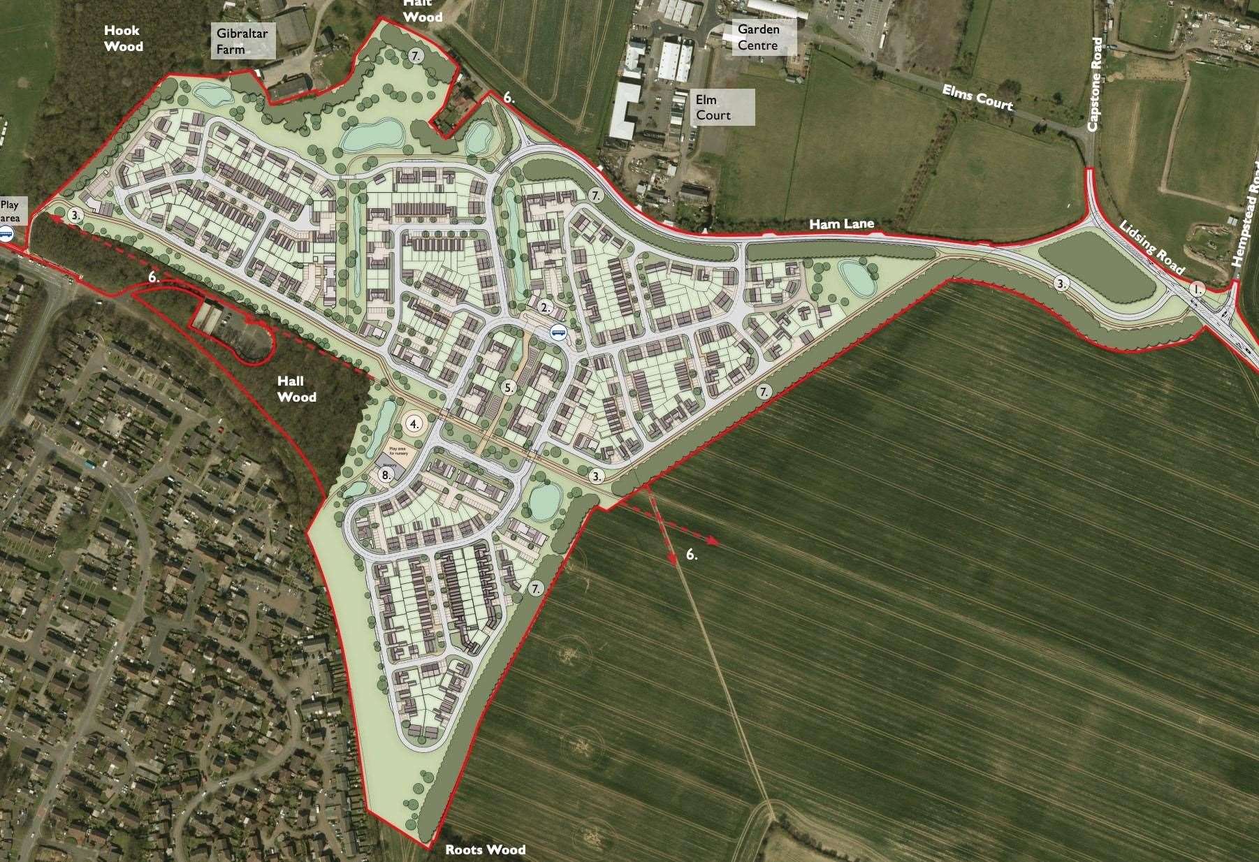 A site map showing how the 450 homes at Gibraltar Farm, Capstone, could look. Picture: Lee Evans Partnership