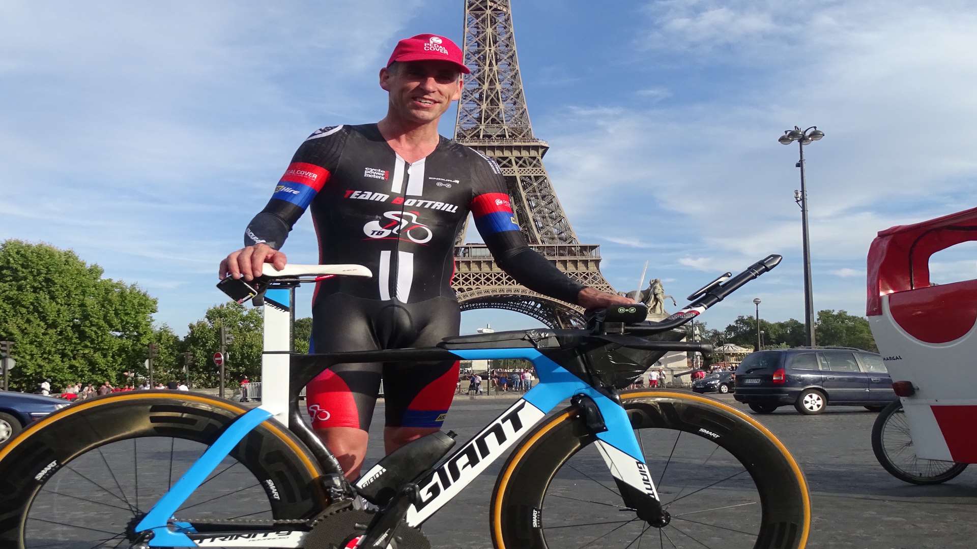 Jonathan Parker in Paris after riding from London to France