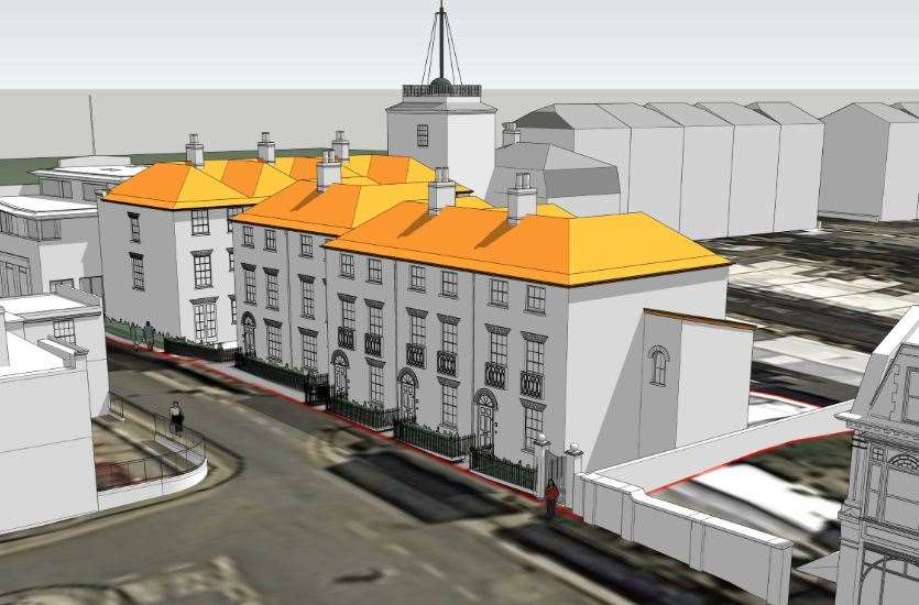 An artist’s impression of the new cinema, with homes behindPicture: Clague Architects