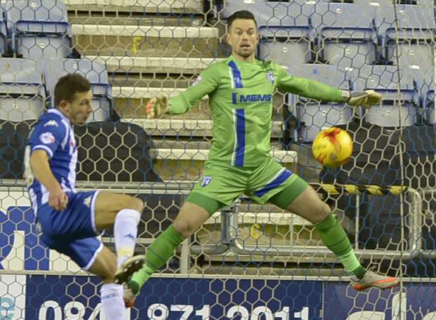 Keeper Stuart Nelson in action at Wigan Picture: Barry Goodwin
