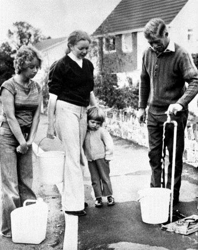 Residents of Peryn Road, Tavistock, Devon had the reality of the drought crisis brought home to them as they filled buckets from a water standpipe in the street