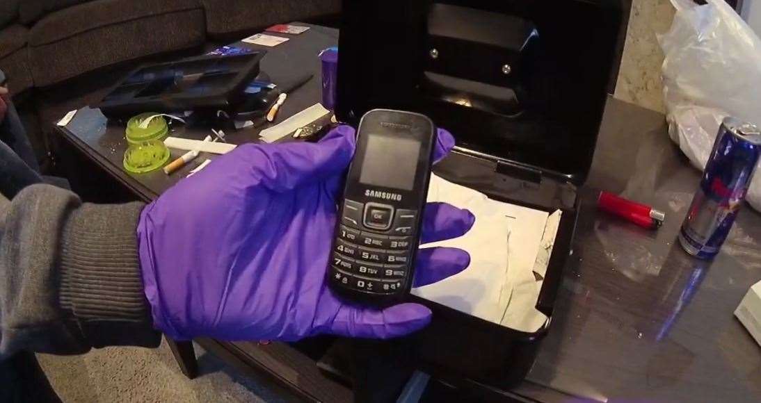 This is the phone uncovered during a raid on the county line dealers house. Picture: Kent Police (37207154)