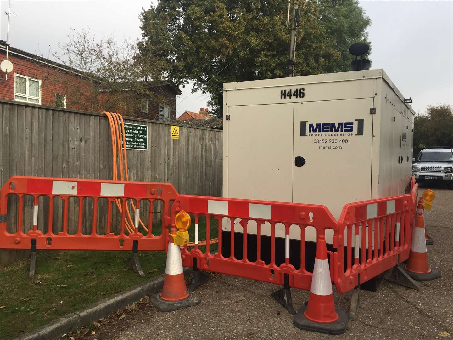 One of the generators which was behind the Faversham Road shops in the car park