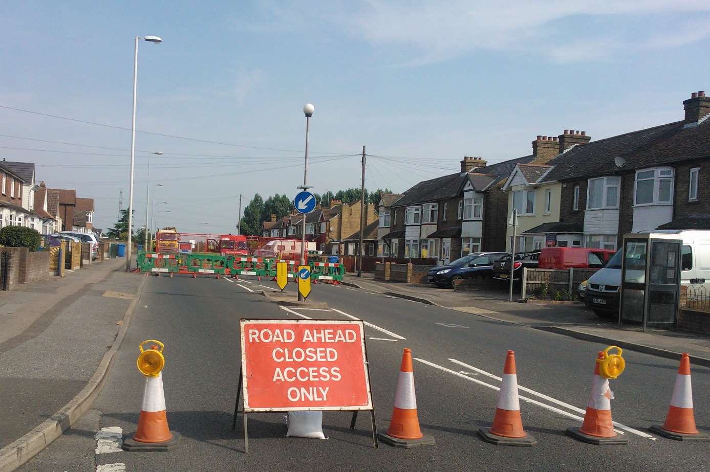 Workers closed a stretch of Grovehurst Road after a hole opened up
