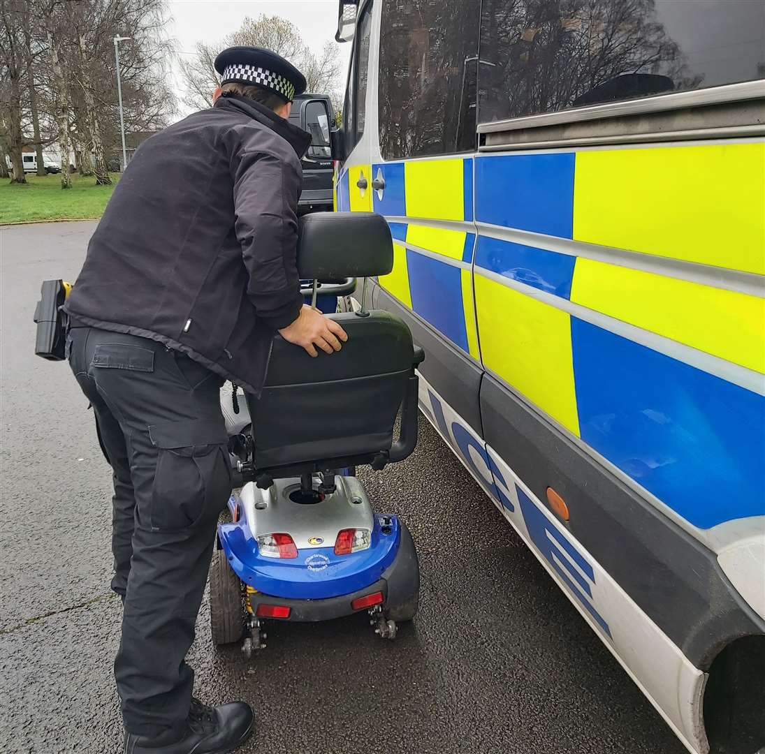 Officers reunited the pensioner with their scooter soon after the theft. Picture: Kent Police