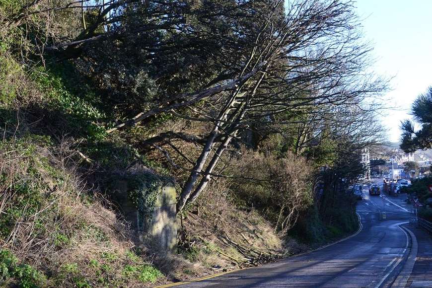 A landslip closed Remembrance Road in Folkestone