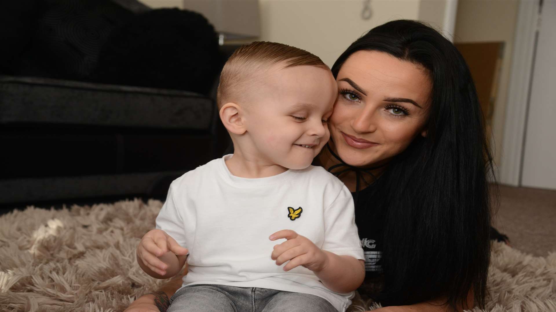 Blind toddler Freddie Penny, two, has reached the target of £25k to pay for life changing eye surgery in Bangkok Pictured with his mum Robyn Gough