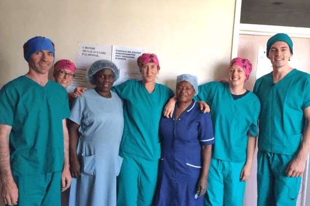The team from Sightsavers and Dave and Liz from Faversham after the operation