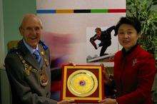 Mayor of Medway, Cllr David Royle with Madam Xiao Min, the vice-president of the Chinese Olympic Committee