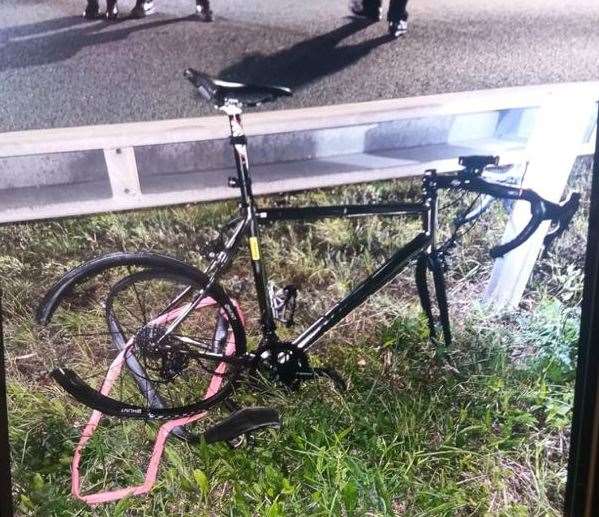 The victim's bike in the aftermath of the hit and run